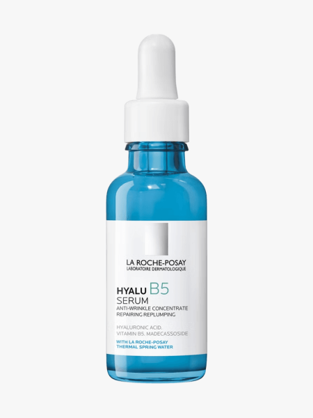 La Roche-Posay Hyalu B5 Hyaluronic Acid Serum in branded dropper component on a light gray background