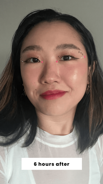 Han 6 hours after applying Peripera's Ink Velvet Lip Tint